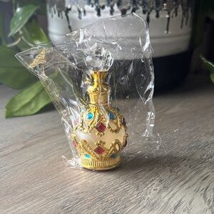Source Unknown Gold Jeweled Cream Glass Perfume Bottle